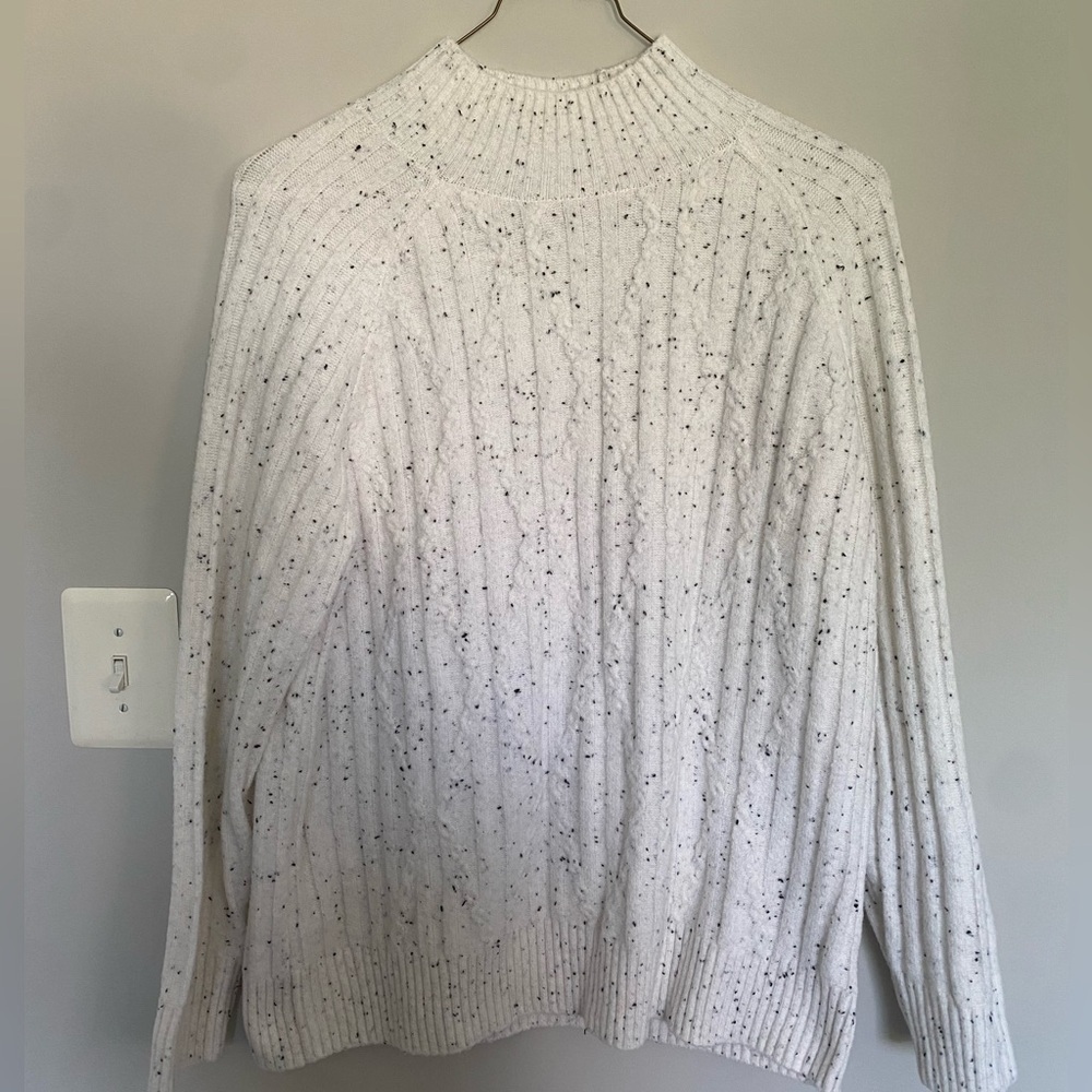 Cream Speckled Turtleneck Long Sleeve Sweater